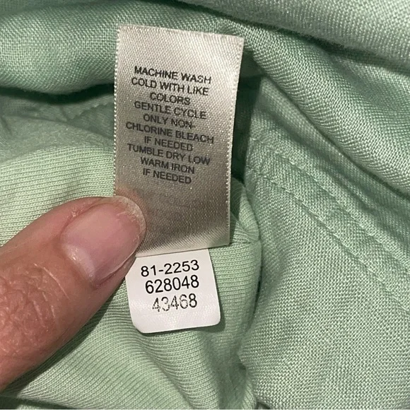 J Jill Linen Cotton Hooded Sweatshirt Light Green Size L Heavy weight Athleisure - Picture 11 of 14